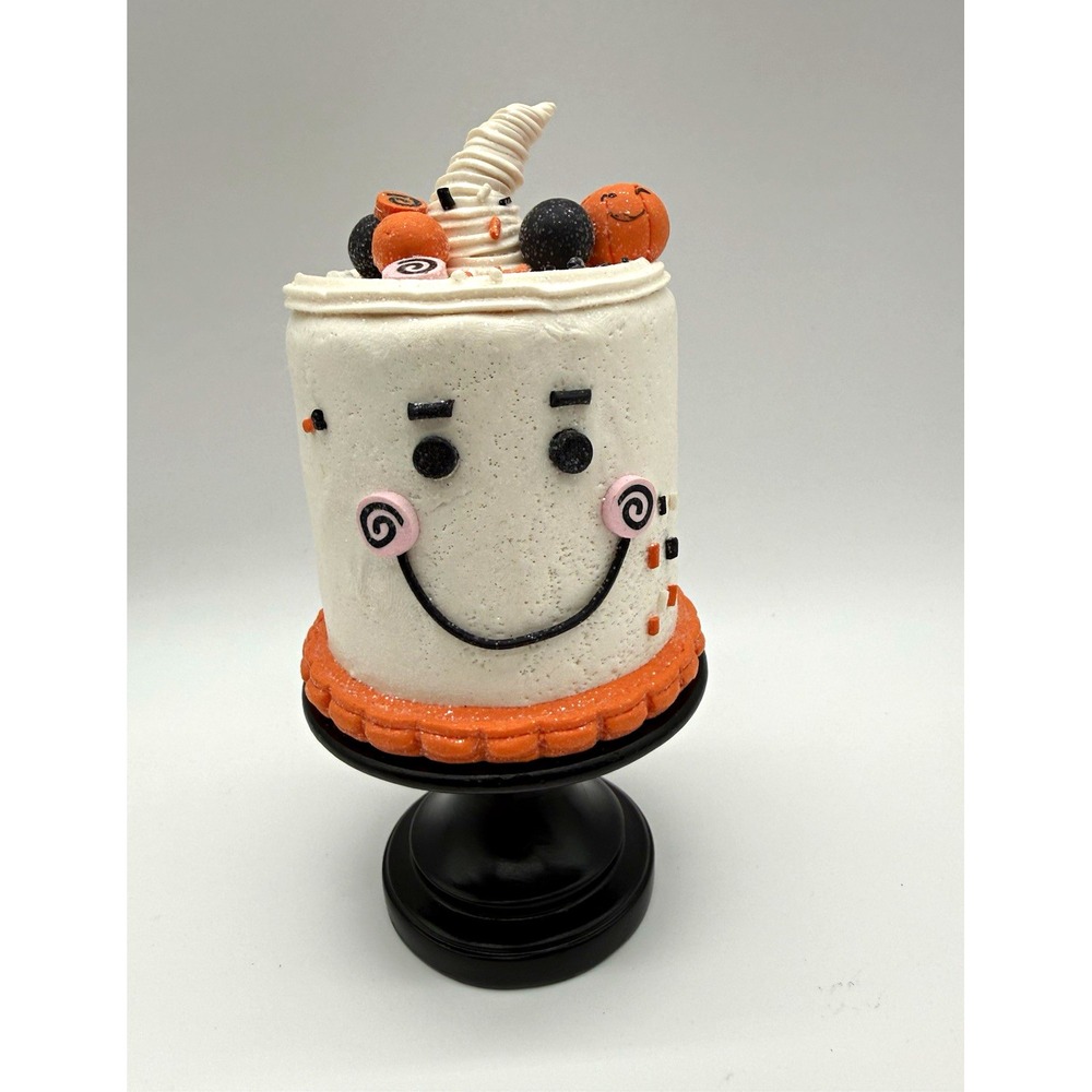 Sweet Treats Halloween Ghost ResinFigurine on Black Pedestal Stand